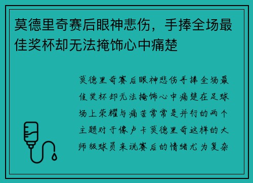 莫德里奇赛后眼神悲伤，手捧全场最佳奖杯却无法掩饰心中痛楚