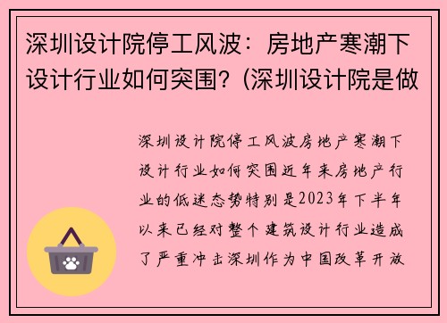 深圳设计院停工风波：房地产寒潮下设计行业如何突围？(深圳设计院是做什么的)