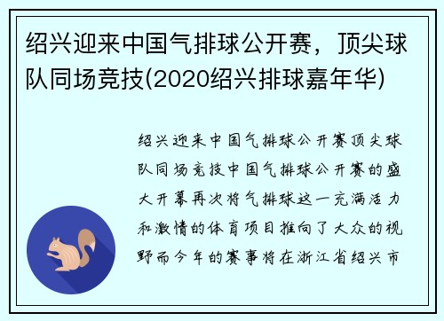 绍兴迎来中国气排球公开赛，顶尖球队同场竞技(2020绍兴排球嘉年华)