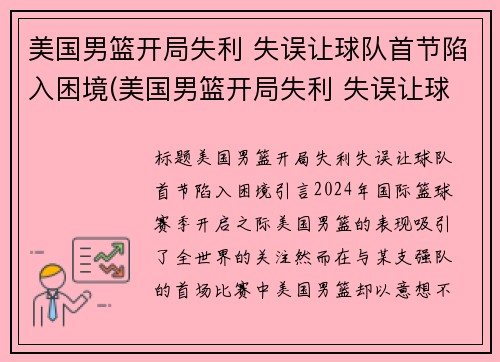 美国男篮开局失利 失误让球队首节陷入困境(美国男篮开局失利 失误让球队首节陷入困境)